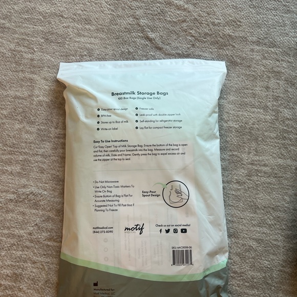 Motif Medical Breastmilk Storage Bags — 200 total (two packs of 100) - Picture 3 of 3